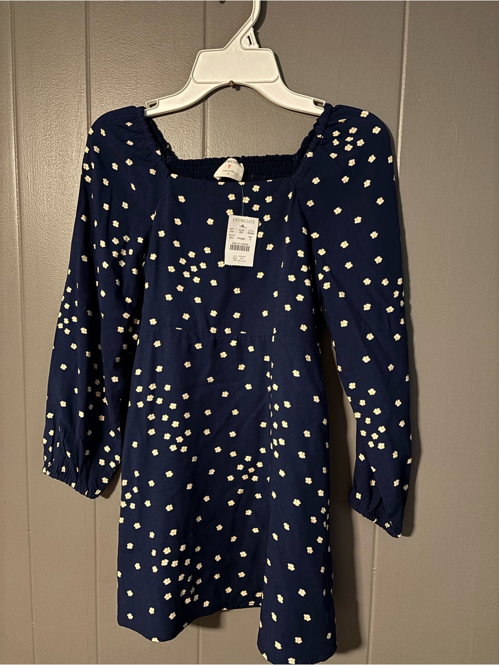 Crewcuts Navy Blue Floral Dot Long-Sleeve Dress
